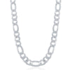 Sterling Silver 8.6mm Figaro Chain - Rhodium Plated - Johnny Dang & Co