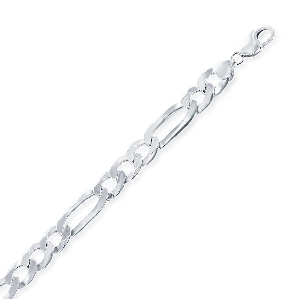 Sterling Silver 13.3mm Figaro Chain - Rhodium Plated - Johnny Dang & Co
