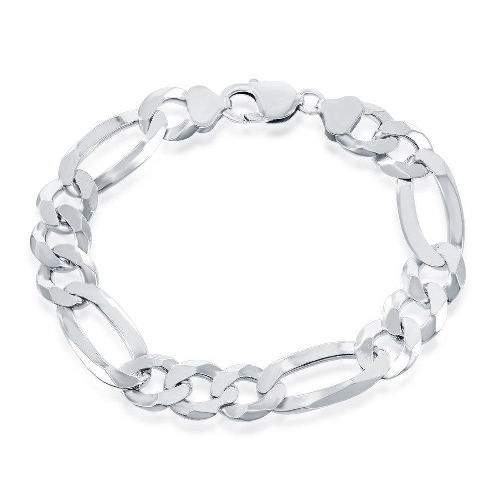 Sterling Silver 13.3mm Figaro Chain - Rhodium Plated - Johnny Dang & Co