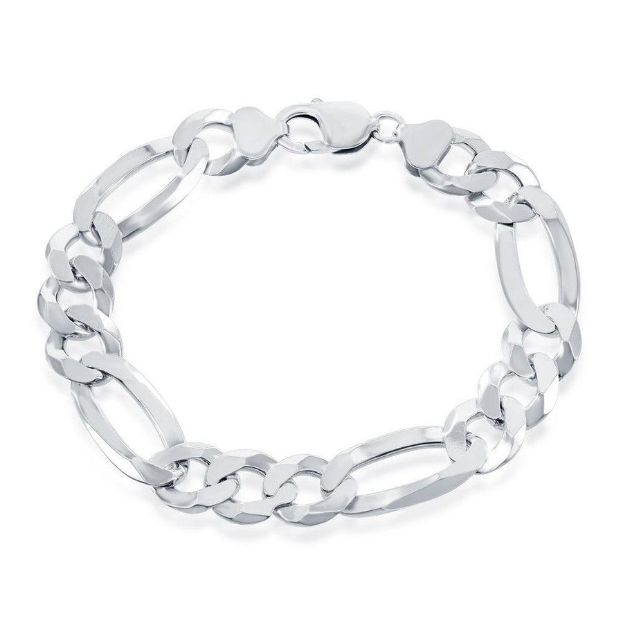 Sterling Silver 13.3mm Figaro Chain - Rhodium Plated - Johnny Dang & Co