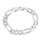 Sterling Silver 13.3mm Figaro Chain - Rhodium Plated - Johnny Dang & Co