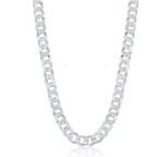 Sterling Silver 7.3mm Flat Pave Cuban Chain - Gold Plated 18" 20" 22" 24" - Johnny Dang & Co