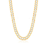 Sterling Silver 7.3mm Flat Pave Cuban Chain - Gold Plated 18" 20" 22" 24" - Johnny Dang & Co