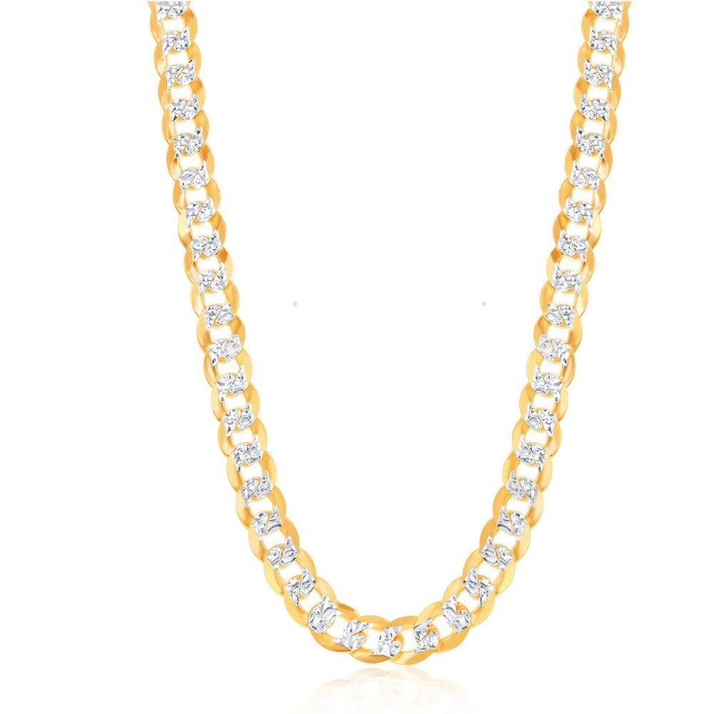 Sterling Silver 7.3mm Flat Pave Cuban Chain - Gold Plated 18" 20" 22" 24" - Johnny Dang & Co