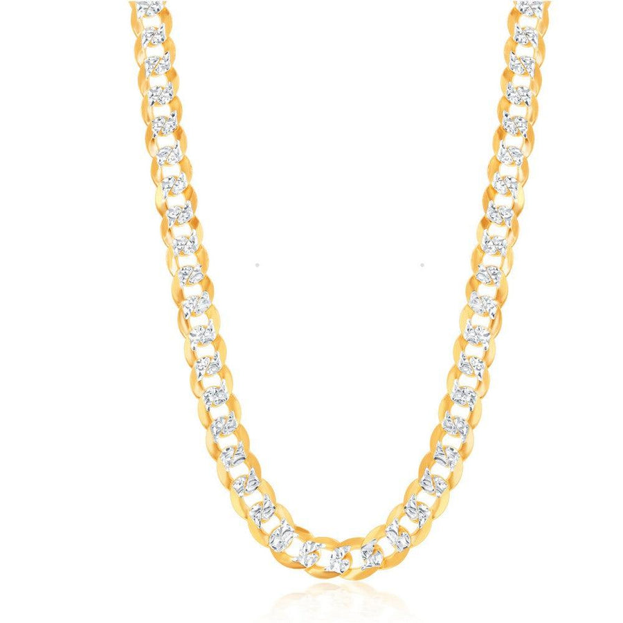 Sterling Silver 7.3mm Flat Pave Cuban Chain - Gold Plated 18