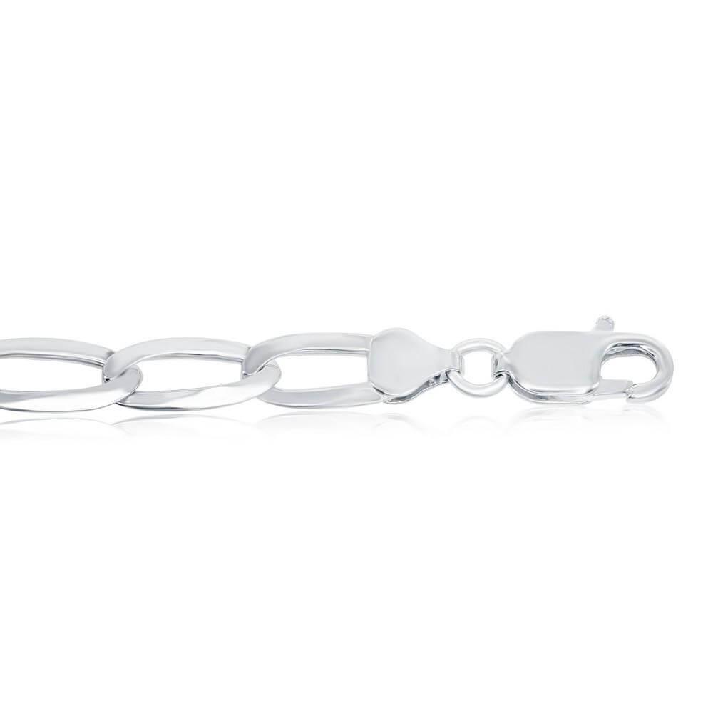 Sterling Silver 7.1mm Flat Cheval Chain - Rhodium Plated - Johnny Dang & Co