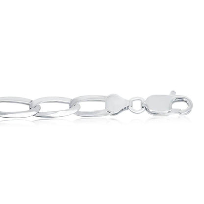 Sterling Silver 7.1mm Flat Cheval Chain - Rhodium Plated - Johnny Dang & Co