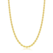 Sterling Silver Solid Diamond-Cut 3mm Rope Chain - Gold Plated - Johnny Dang & Co