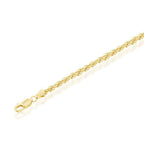 Sterling Silver Solid Diamond-Cut 3mm Rope Chain - Gold Plated - Johnny Dang & Co