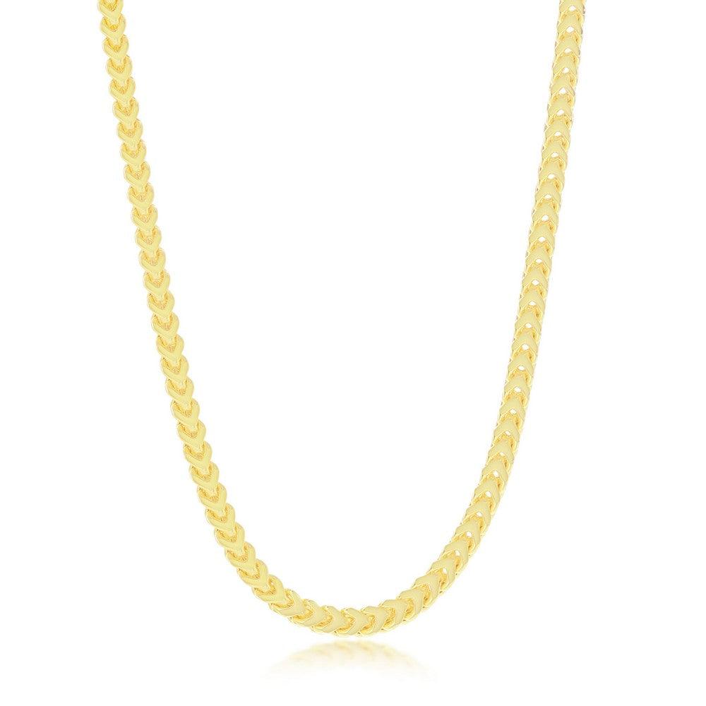 Sterling Silver 3mm Franco Chain (100 Gauge) - Gold Plated - Johnny Dang & Co