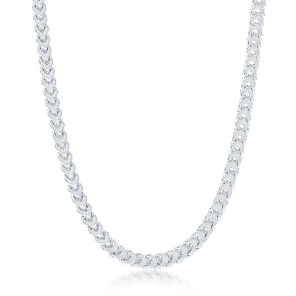 Sterling Silver 4mm Franco Chain (120 Gauge) - Rhodium Plated - Johnny Dang & Co