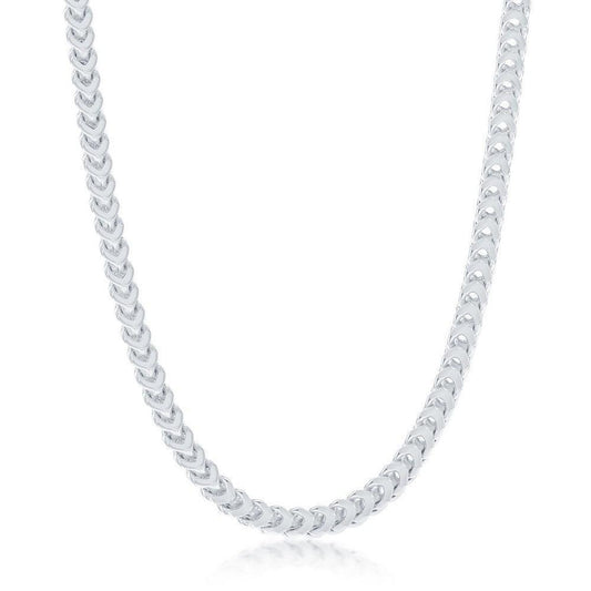 Sterling Silver 4mm Franco Chain (120 Gauge) - Rhodium Plated - Johnny Dang & Co