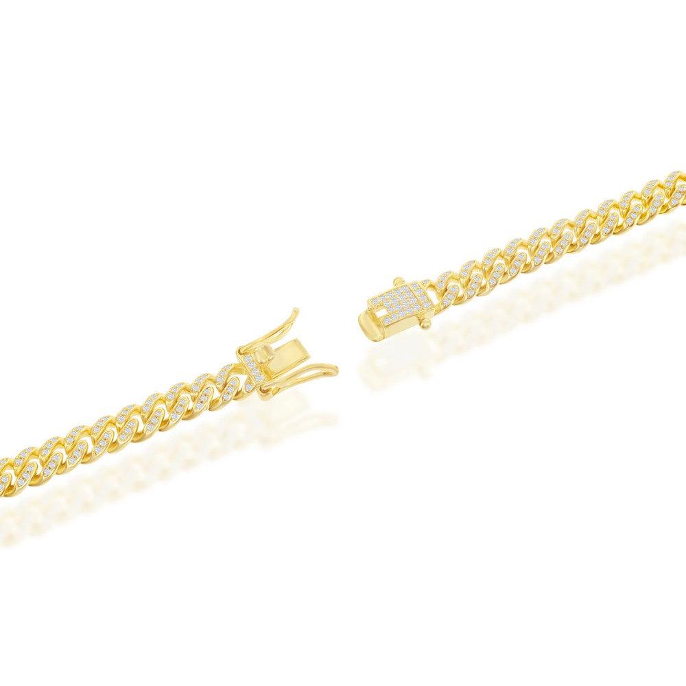 Sterling Silver Micro Pave CZ, 6.5mm Miami Cuban Bracelet - Gold Plated 8.5" - Johnny Dang & Co