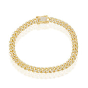Sterling Silver Micro Pave CZ, 6.5mm Miami Cuban Bracelet - Gold Plated 8.5" - Johnny Dang & Co