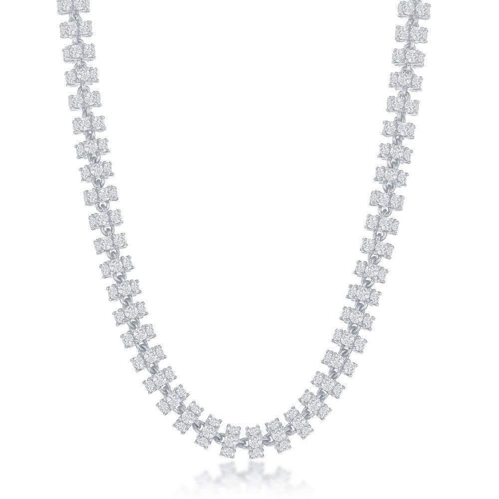 Sterling Silver 6mm Barrel CZ Chain - Rhodium Plated - Johnny Dang & Co
