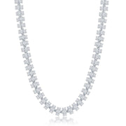 Sterling Silver 6mm Barrel CZ Chain - Rhodium Plated - Johnny Dang & Co