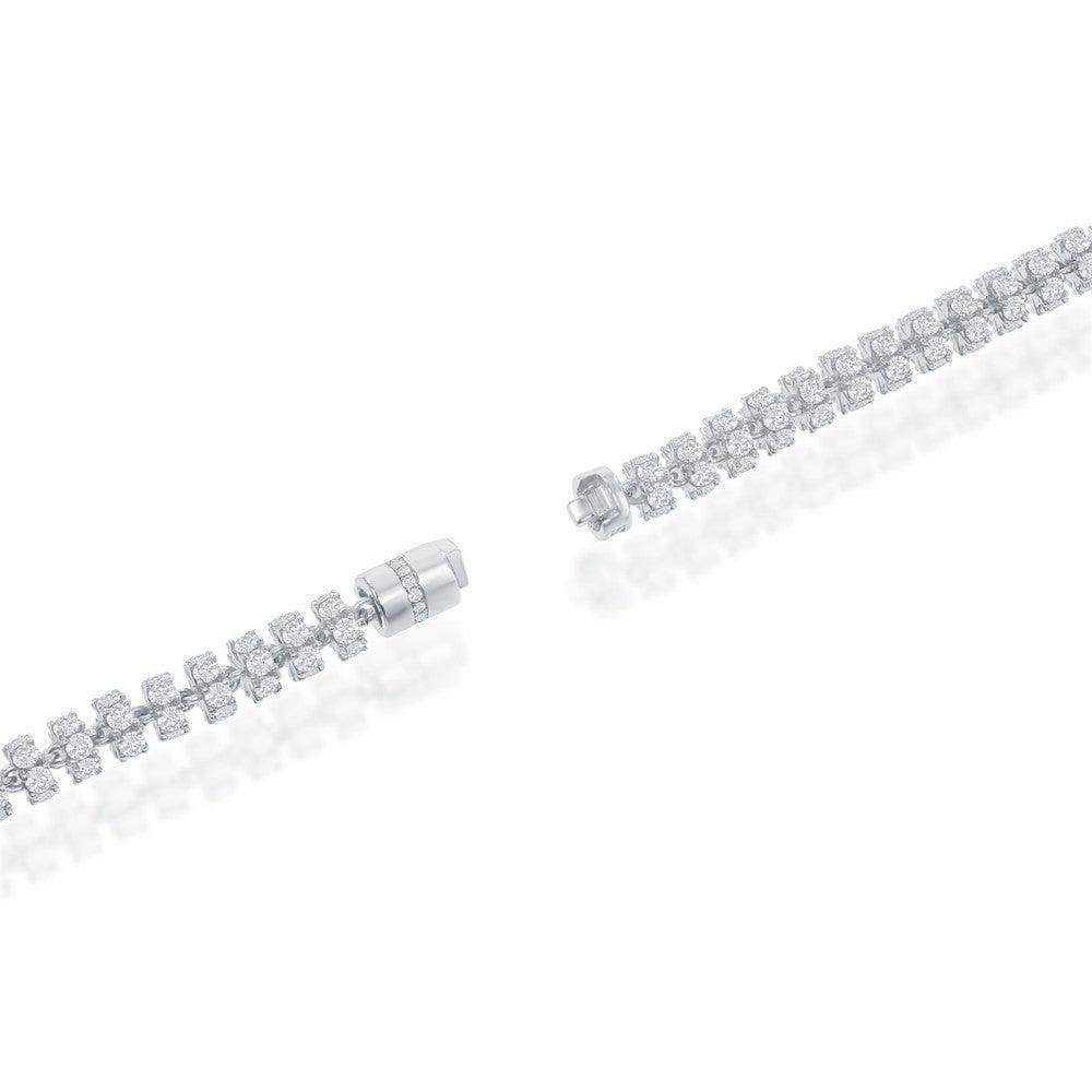 Sterling Silver 6mm Barrel CZ Chain - Rhodium Plated - Johnny Dang & Co