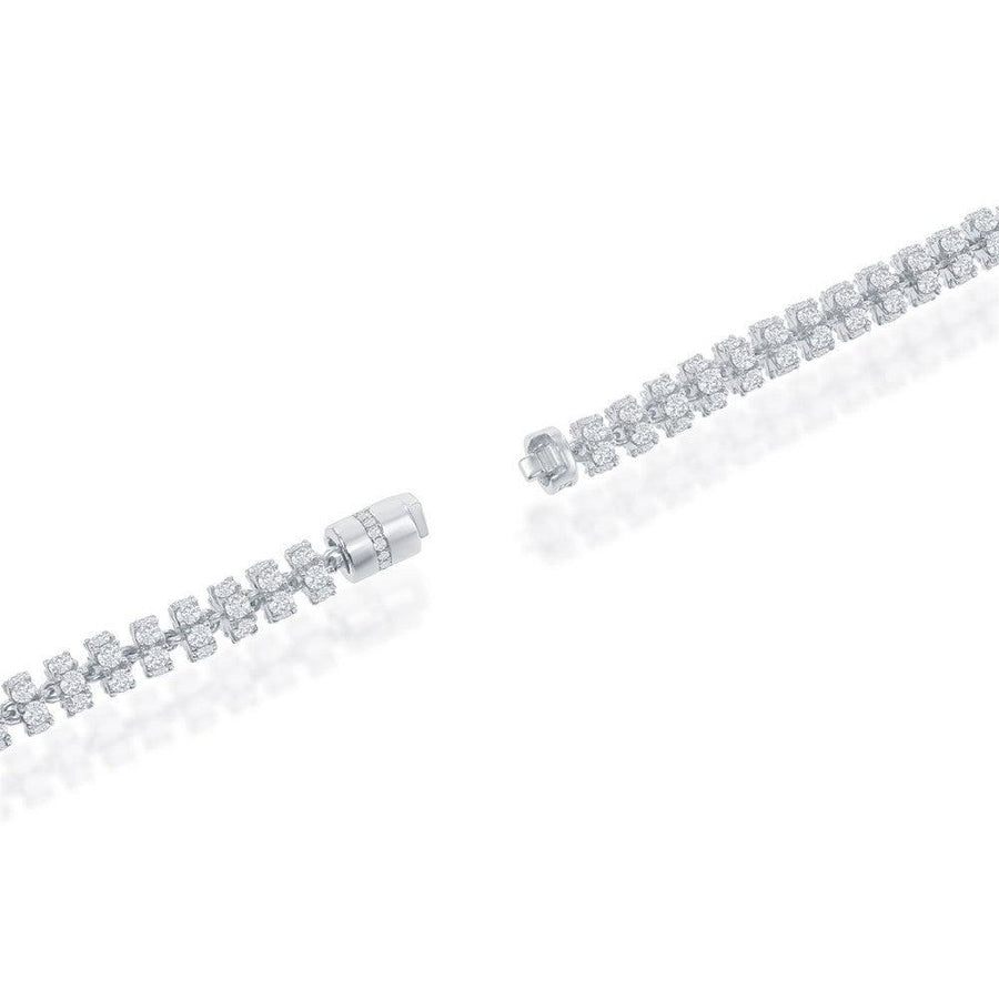 Sterling Silver 6mm Barrel CZ Chain - Rhodium Plated - Johnny Dang & Co