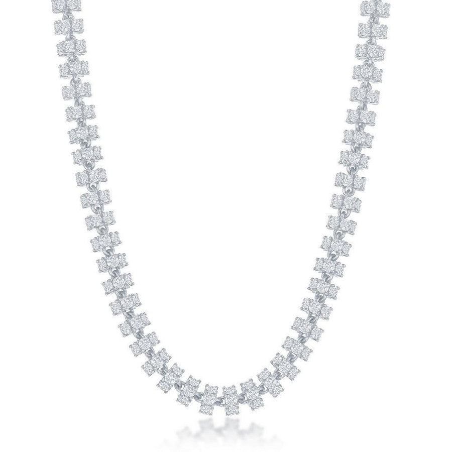 Sterling Silver 6mm Barrel CZ Chain - Rhodium Plated - Johnny Dang & Co