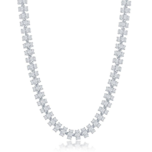 Sterling Silver 6mm Barrel CZ Chain - Rhodium Plated - Johnny Dang & Co