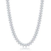 Sterling Silver 6mm Barrel CZ Chain - Rhodium Plated - Johnny Dang & Co