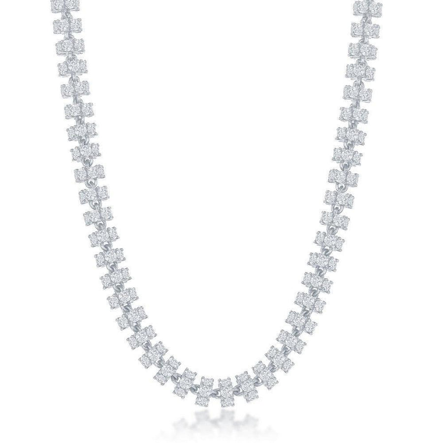 Sterling Silver 6mm Barrel CZ Chain - Rhodium Plated - Johnny Dang & Co