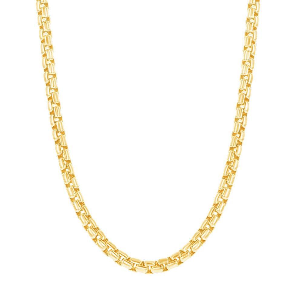 Sterling Silver 3mm Round Box Chain - Gold Plated - Johnny Dang & Co