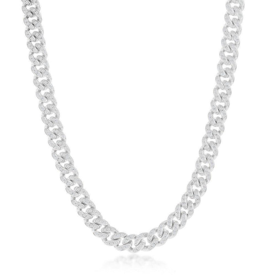 Sterling Silver Micro Pave CZ, 6.5mm Miami Cuban Chain 20