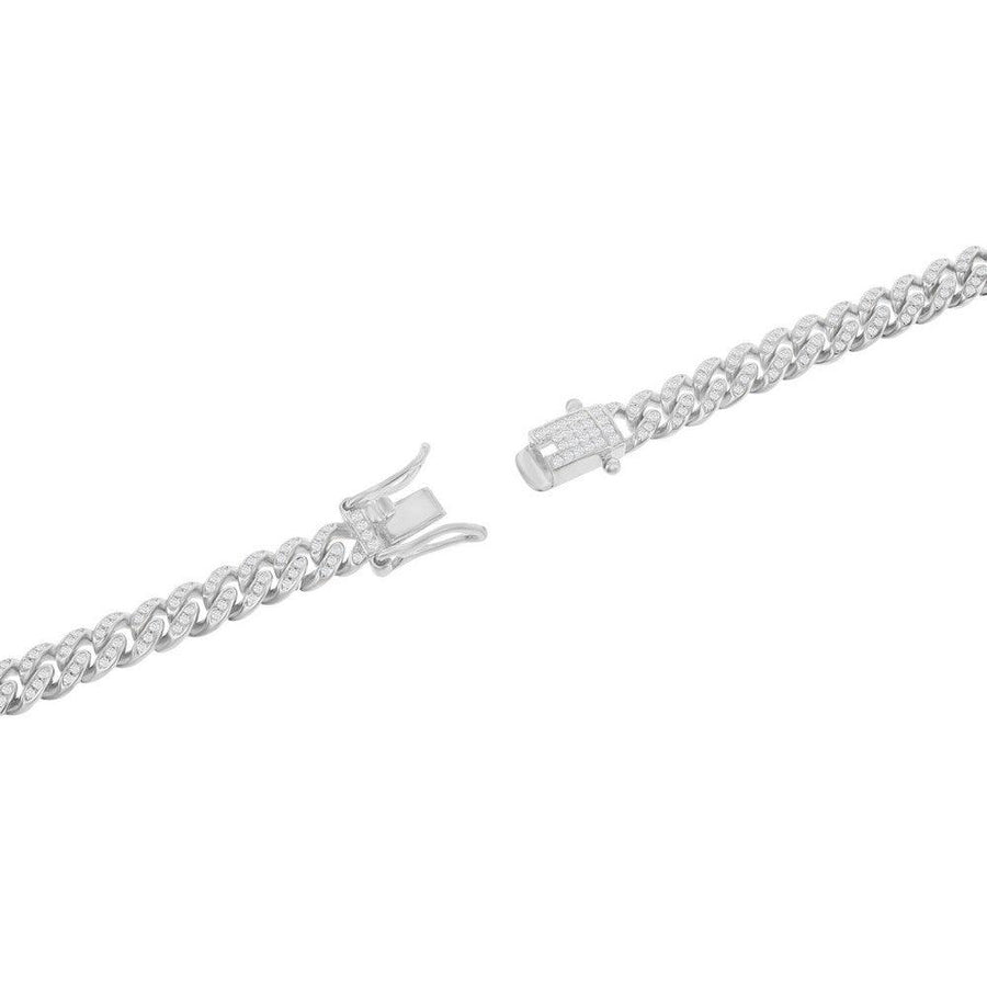 Sterling Silver Micro Pave CZ, 6.5mm Miami Cuban Chain 20