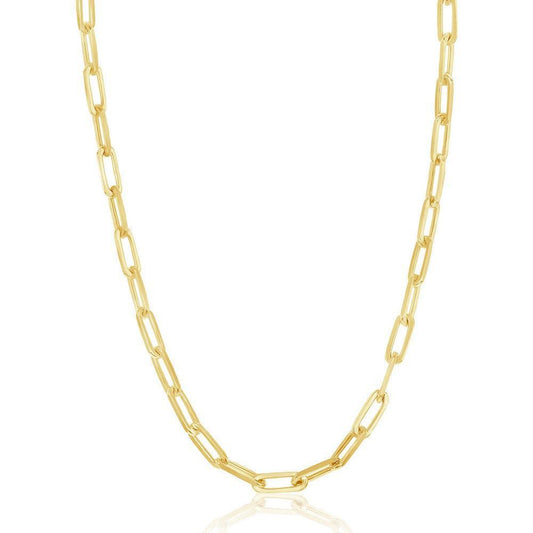 Sterling Silver 3.2mm Paper Clip Chain - Gold Plated - Johnny Dang & Co