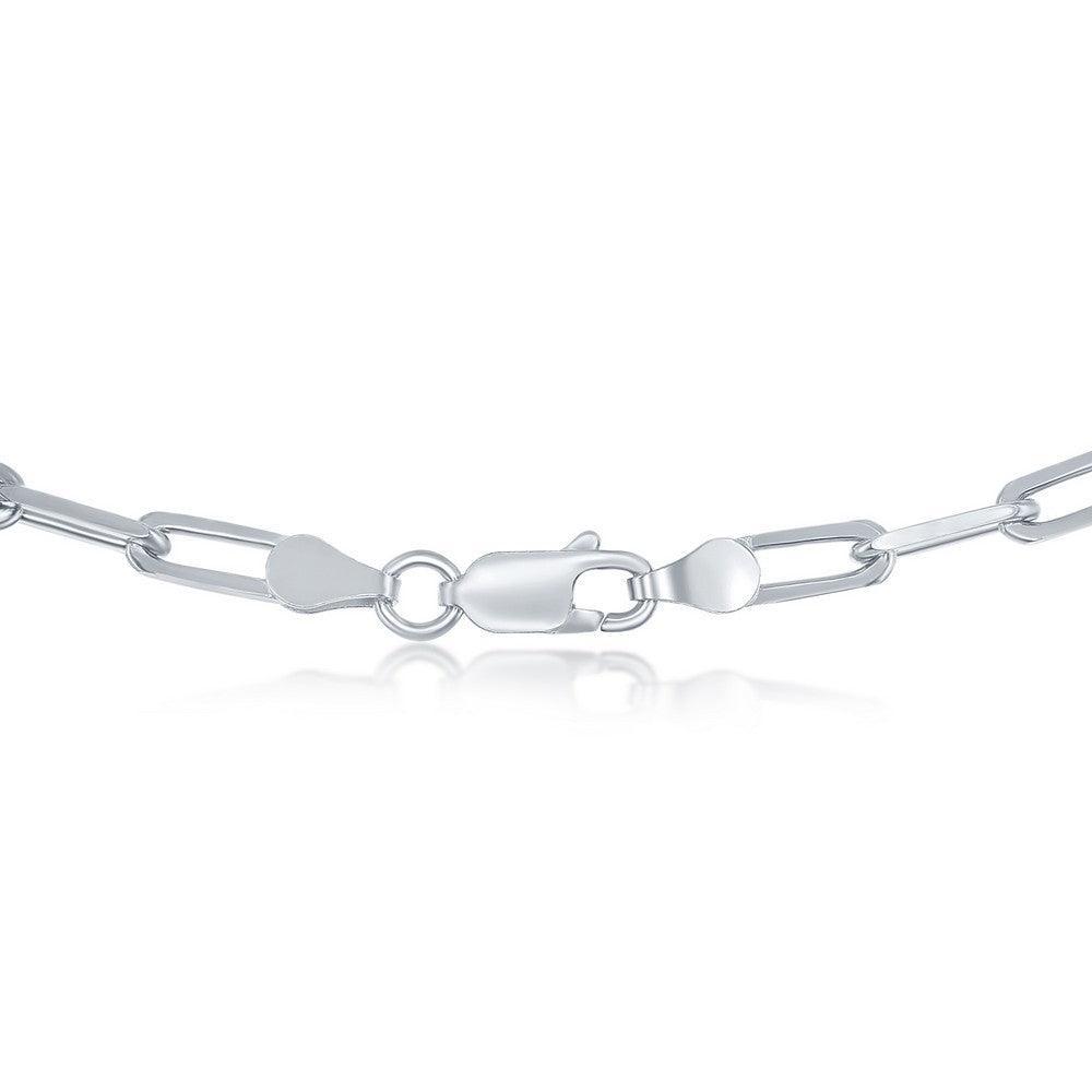 Sterling Silver 3.2mm Paper Clip Chain - Rhodium Plated - Johnny Dang & Co