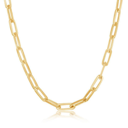 Sterling Silver 5.5mm Paper Clip Chain - Gold Plated 16" - Johnny Dang & Co