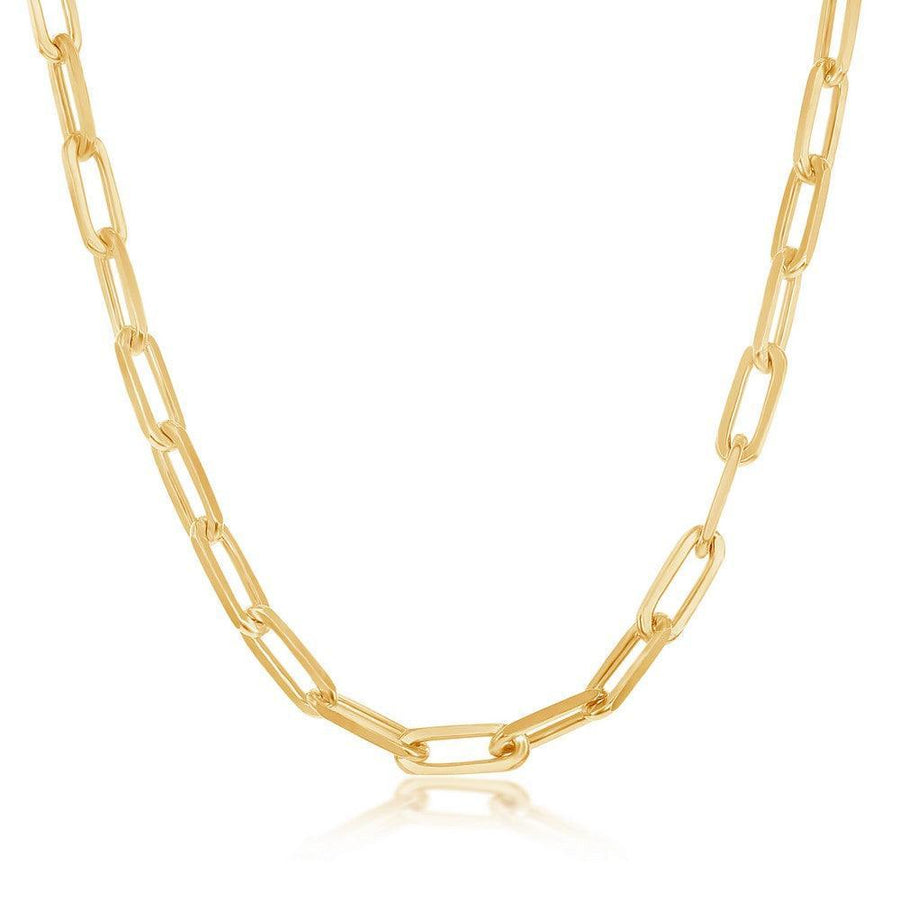 Sterling Silver 5.5mm Paper Clip Chain - Gold Plated 16