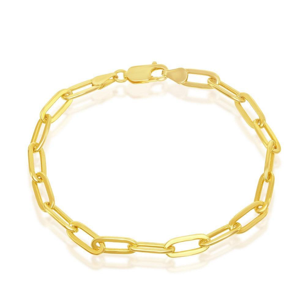Sterling Silver 4mm Paper Clip Bracelet - Gold Plated - Johnny Dang & Co