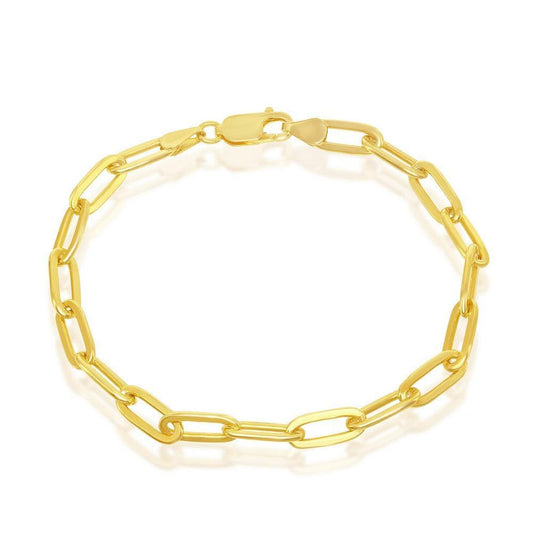 Sterling Silver 4mm Paper Clip Bracelet - Gold Plated - Johnny Dang & Co