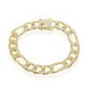 Sterling Silver 10MM CZ Figaro Bracelet - Gold Plated - Johnny Dang & Co
