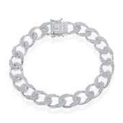 Sterling Silver 10mm Designed Cuban Bracelet - Johnny Dang & Co