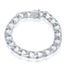 Sterling Silver 10mm Designed Cuban Bracelet - Fleur De Lis - Johnny Dang & Co