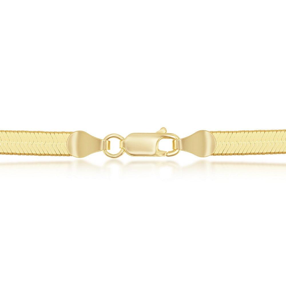 Sterling Silver 4mm Herringbone Chain - Gold Plated - Johnny Dang & Co