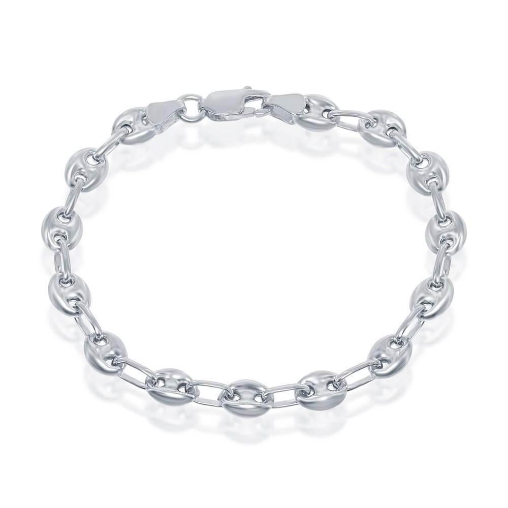 Sterling Silver 6mm Puffed Marina Chain - Rhodium Plated - Johnny Dang & Co
