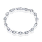 Sterling Silver 6mm Puffed Marina Chain - Rhodium Plated - Johnny Dang & Co