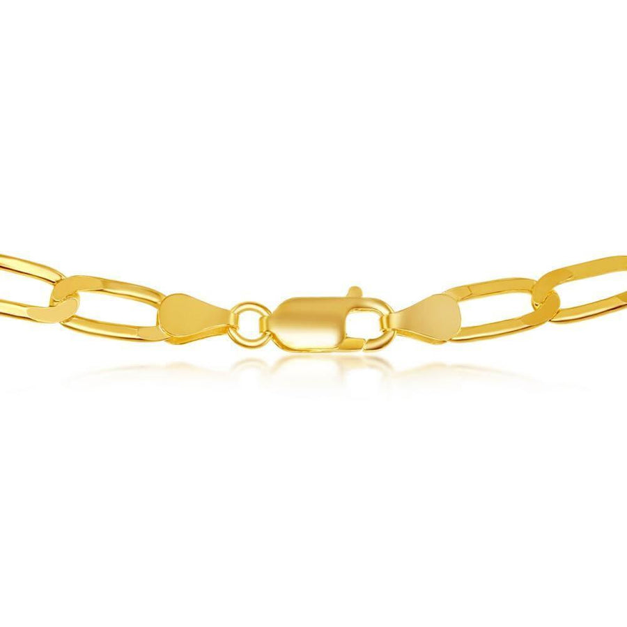 Sterling Silver 6MM Flat Paperclip Chain - Gold Plated 16