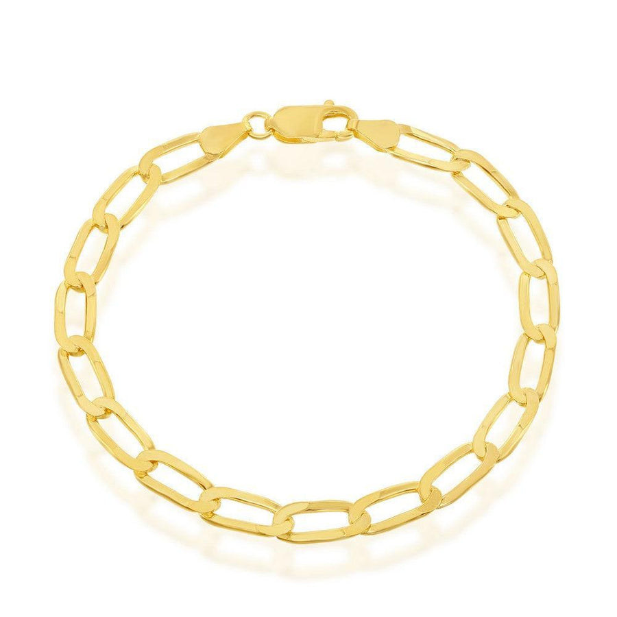 Sterling Silver 6MM Flat Paperclip Chain - Gold Plated 16