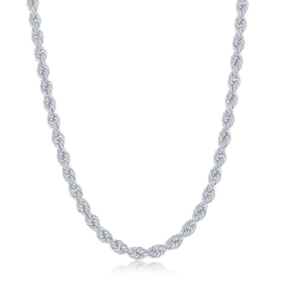 Sterling Silver 4.5mm Loose Rope Chain - Rhodium Plated - Johnny Dang & Co