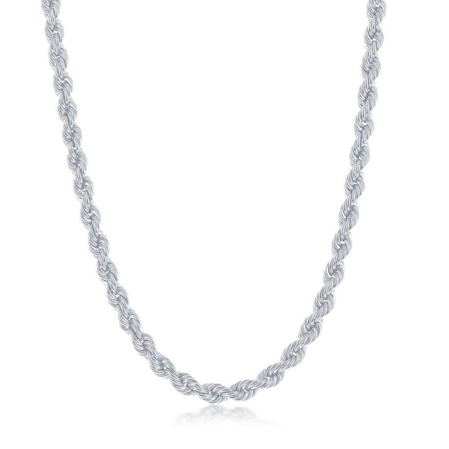 Sterling Silver 4.5mm Loose Rope Chain - Rhodium Plated - Johnny Dang & Co