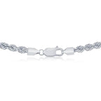 Sterling Silver 4.5mm Loose Rope Chain - Rhodium Plated - Johnny Dang & Co