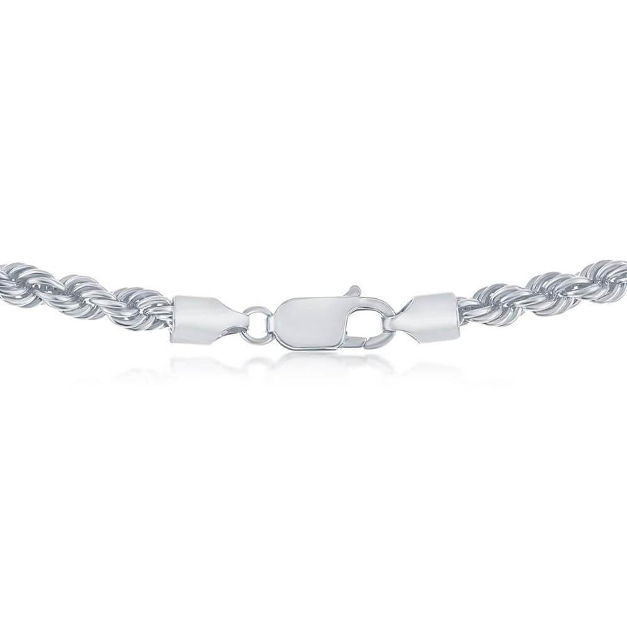 Sterling Silver 4.5mm Loose Rope Chain - Rhodium Plated - Johnny Dang & Co