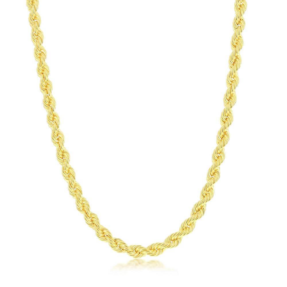 Sterling Silver 4.5mm Loose Rope Chain - Gold Plated - Johnny Dang & Co