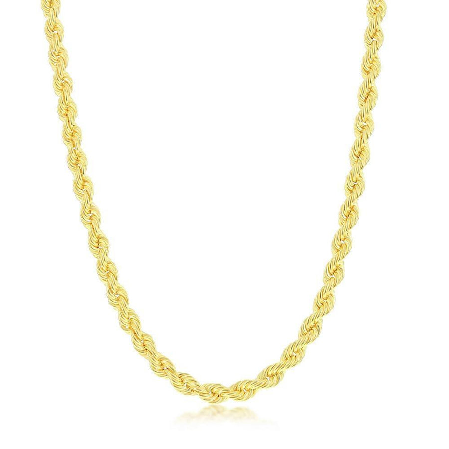 Sterling Silver 4.5mm Loose Rope Chain - Gold Plated - Johnny Dang & Co
