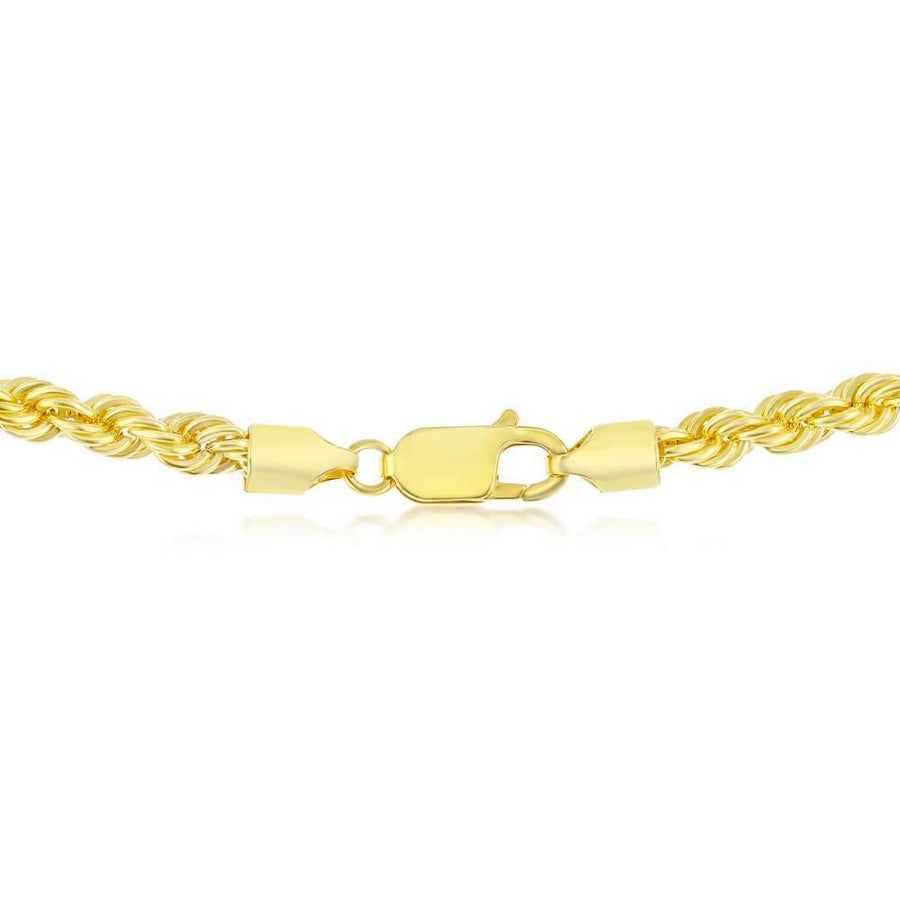 Sterling Silver 4.5mm Loose Rope Chain - Gold Plated - Johnny Dang & Co